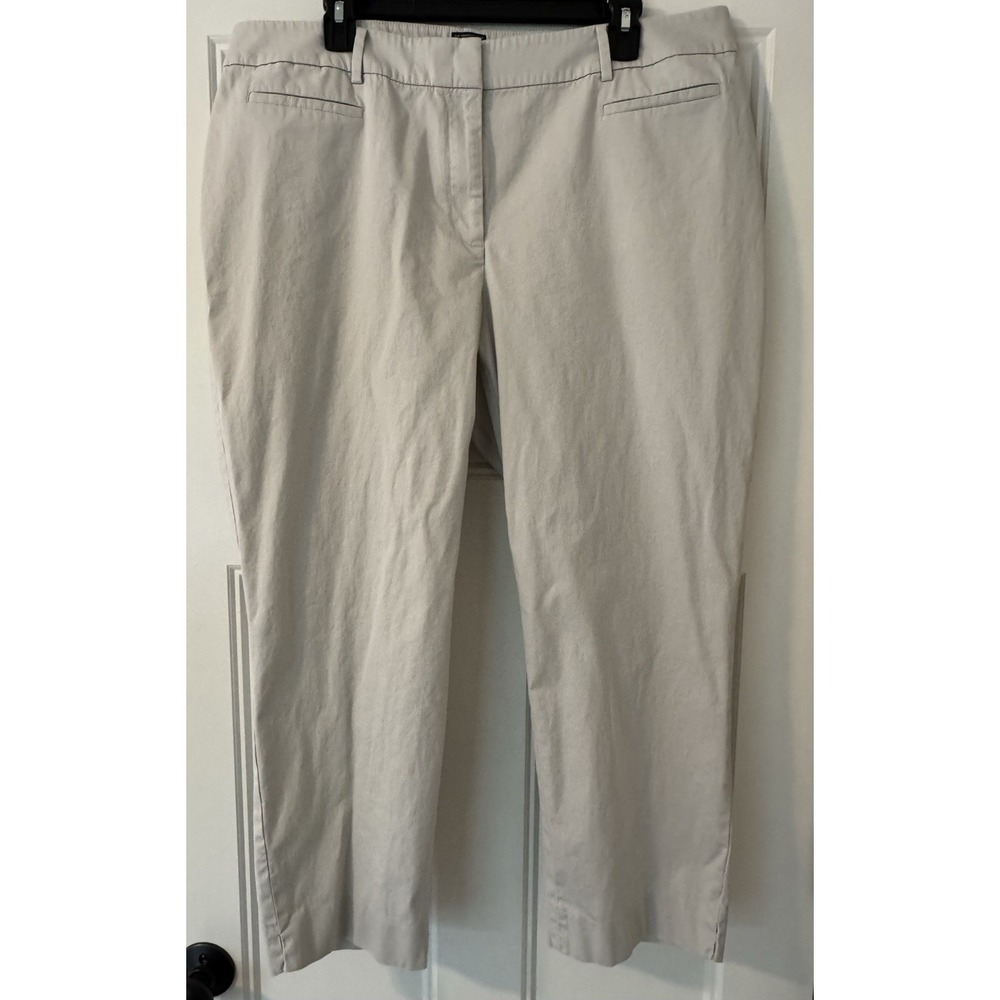 Talbots Perfect Crop Curvy Pants Women's Sz 16 White Stretch Cotton Zip Closure